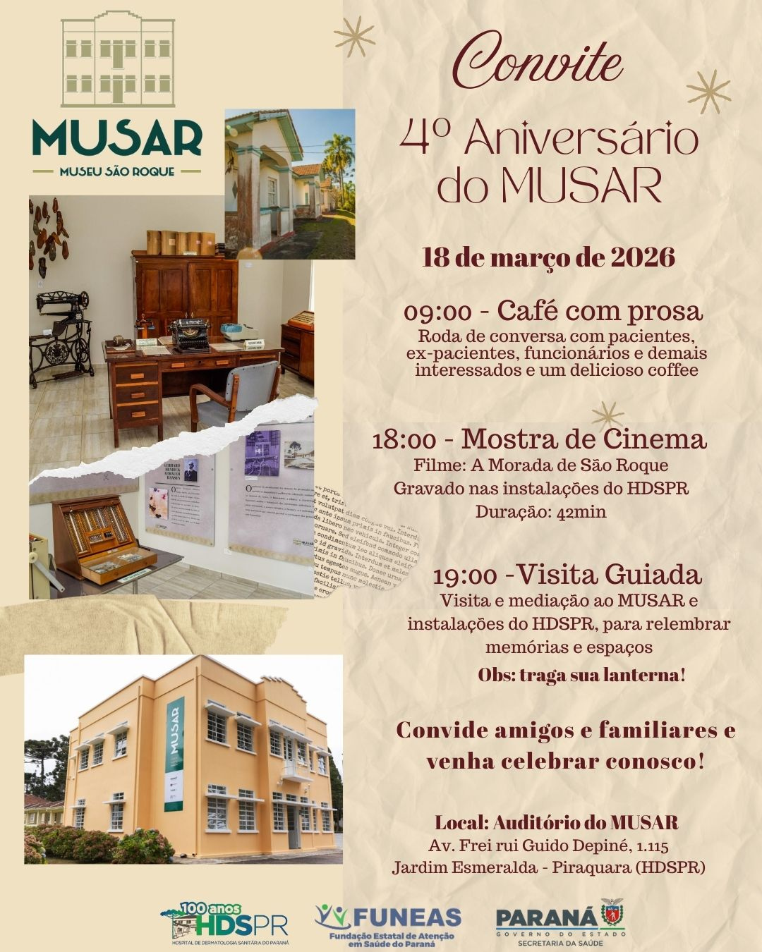 Celebre conosco: 4º Aniversário do MUSAR!