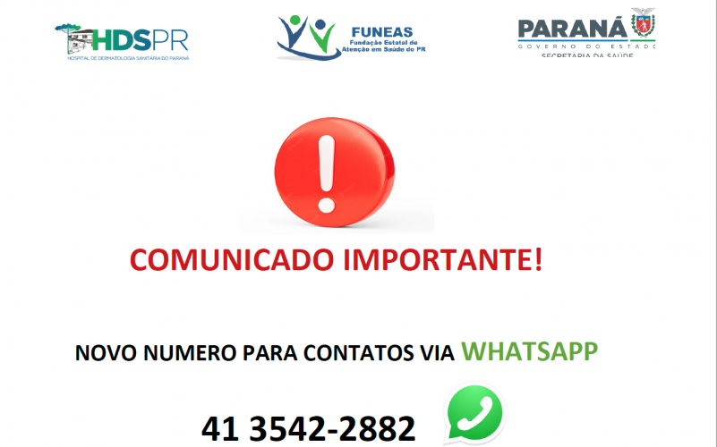 NOVO NUMERO PARA CONTATOS VIA WPP 41 3542-2882